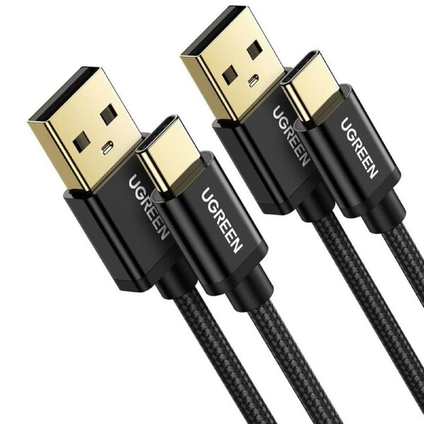 UGREEN USB C Cable [2-Pack, 2M] USB Type C Cable Fast Charging, Nylon QC3.0 USB A to C Cable Compatible with iPhone 16, Galaxy S24 S23 Ultra, Pixel, Nokia, Moto, PS5, Xbox Series, Android Auto, Black