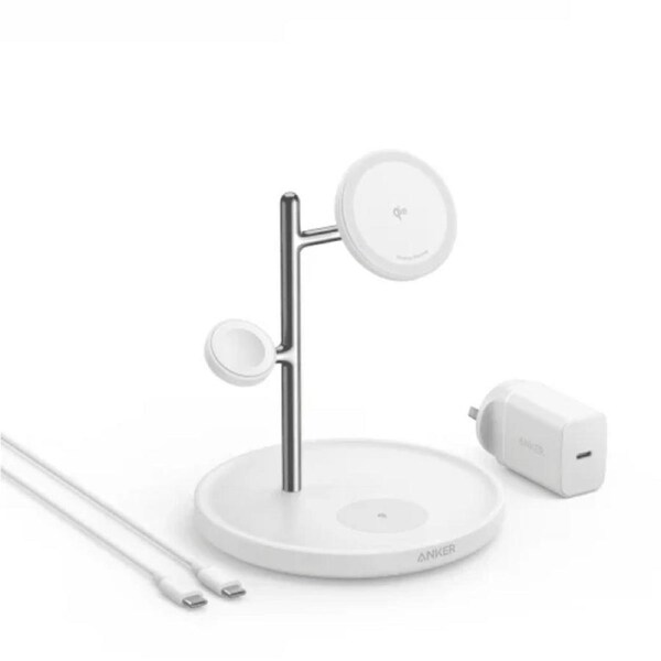 Anker MagGo 3-in-1 Wireless Charging Stand with Qi2 - White