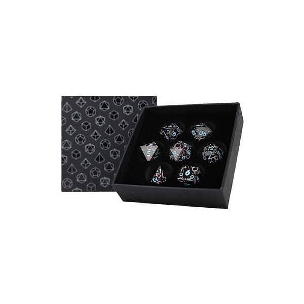 LPG Dice RPG Set Inscripted Bubbles Pastel Black
