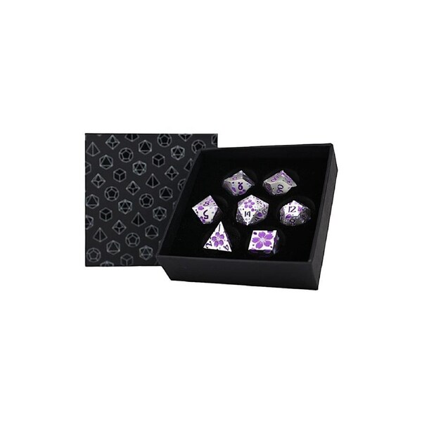LPG Dice RPG Set Inscripted Sakura Purple