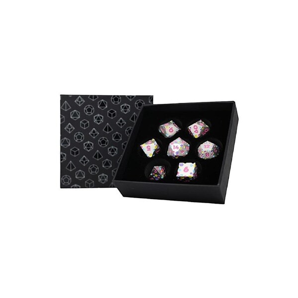 LPG Dice RPG Set Inscripted Hex Pastel White