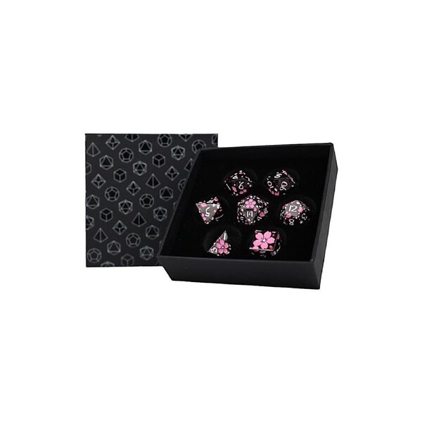 LPG Dice RPG Set Inscripted Sakura Black Pink
