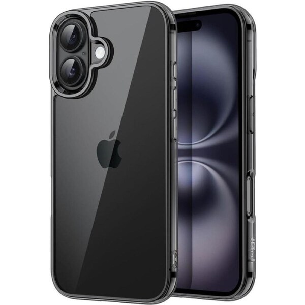 JETech Case for iPhone 16 Plus 6.7-Inch, Non-Yellowing Shockproof Phone Bumper Cover, Anti-Scratch Clear Back Black
