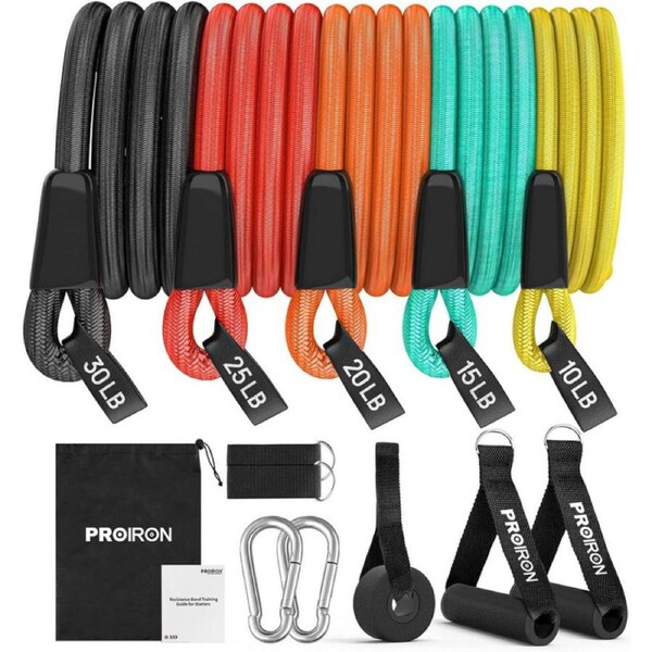 PROIRON Resistance Bands Set 14 Pieces Anti-Snap Resistance Band Exercise with Handles, Door Anchor, Ankle Straps, Training Manual and Carrying Bag