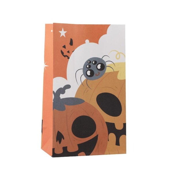 8pcs Halloween gift bags candy storage box party photo props candy packaging bag paper packaging bag creative packaging bag 22*13*8-Pumpkin Head