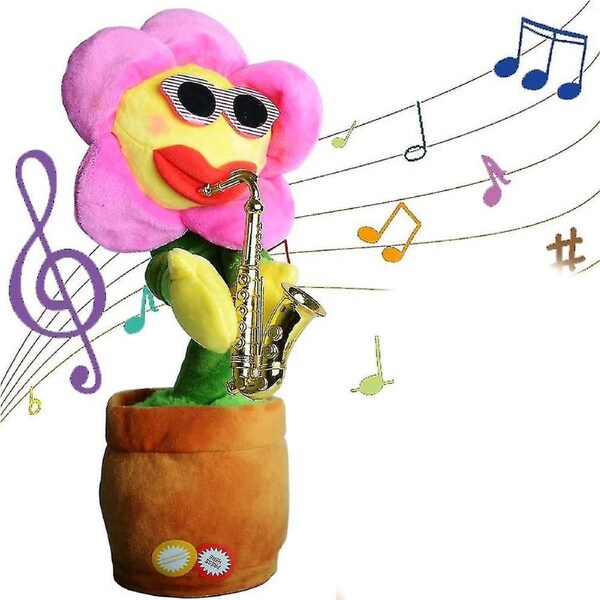 Dancing Sunflower Toy That Repeats What You Say! With Glowing Singing Recording,sunflower Plush Toy Saxophone Children's Toy Rose