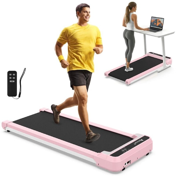 Advwin Walking Pad Treadmill for Home, Compact Portable Electric Walking Running Machine with LED Display, Low Noise, Pink