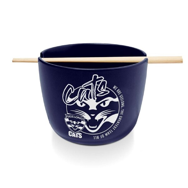 Geelong Cats AFL Ceramic Noodle Bowl and Chopsticks