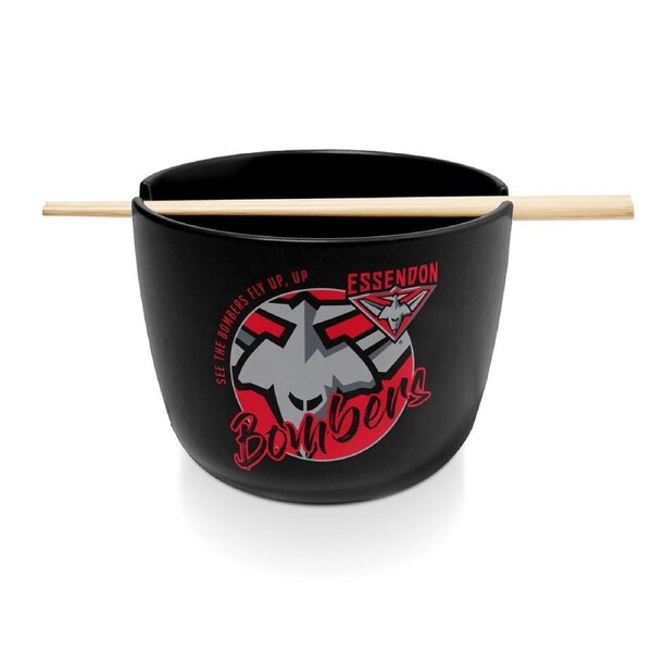 Essendon Bombers AFL Ceramic Noodle Bowl and Chopsticks