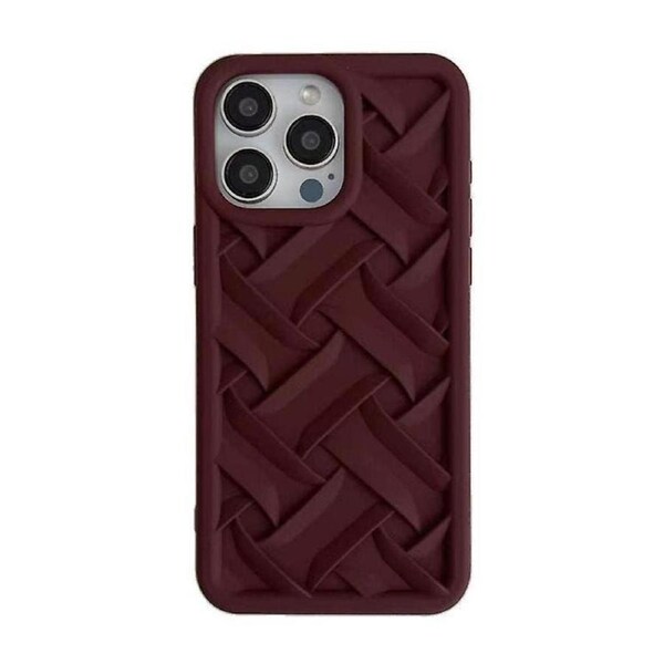 For iPhone 14 Pro Max 3D Weave TPU Phone Case - Wine red