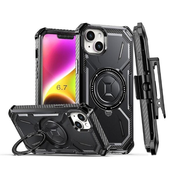 Plus MagSafe Magnetic Holder Phone Case with Back Clip - Black