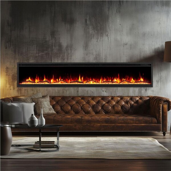 Nocturne 1500W 72 inch Built-in Recessed Electric Fireplace - Extra Slim