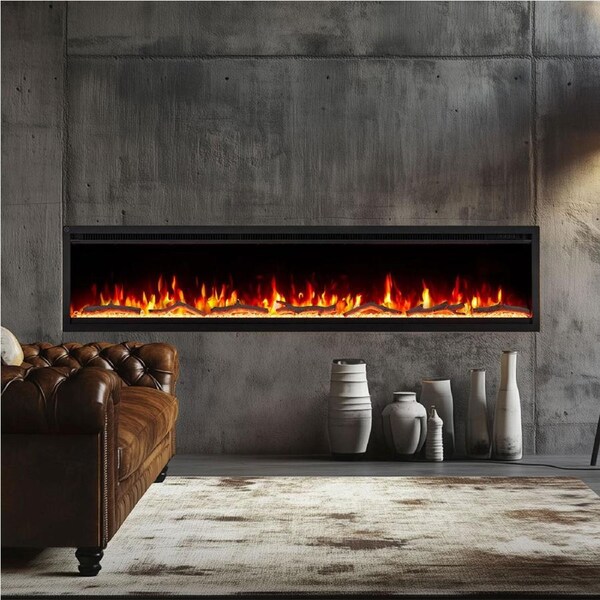 Nocturne 1500W 60 inch Built-in Recessed Electric Fireplace - Extra Slim