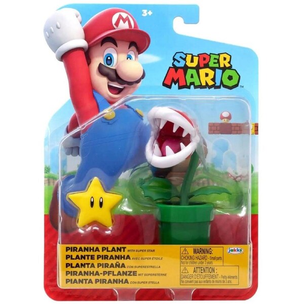 World of Nintendo Wave 40 Super Mario Piranha Plant with Super Star Articulated 4 Inch Figure