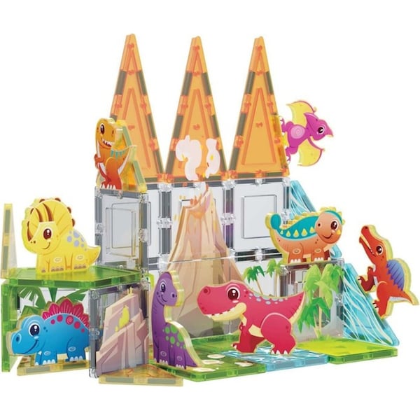 36pc Picasso Tiles Dinosaur Kids Magnetic Tile w/ Character Play Set 3y+