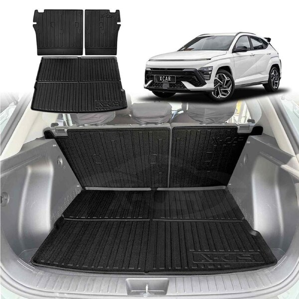 Boot Liner Back Seat Protector for Hyundai Kona 2023-Onwards All Weather Heavy Duty Cargo Car Trunk Kick Mats