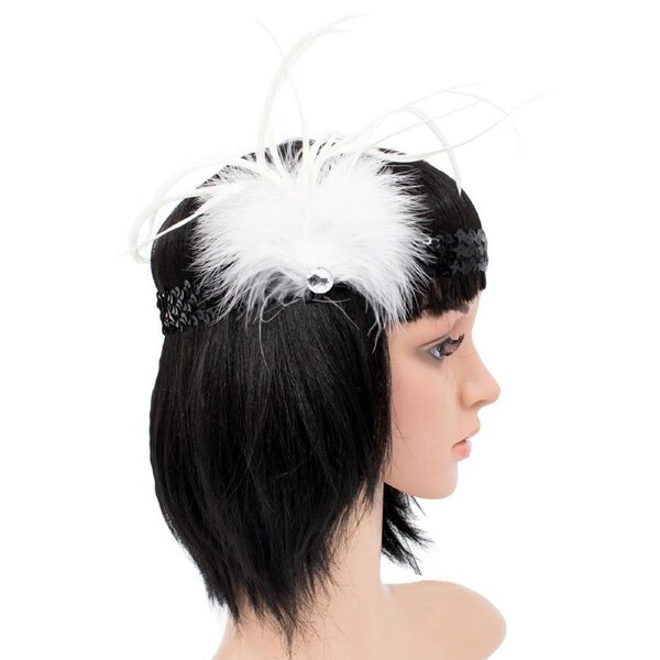 20s White and Black Gatsby Headband