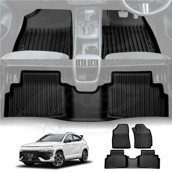 3D Floor Mats for Hyundai Kona 2023-Onwards Heavy Duty All Weather Car Mats Carpet Liner Set