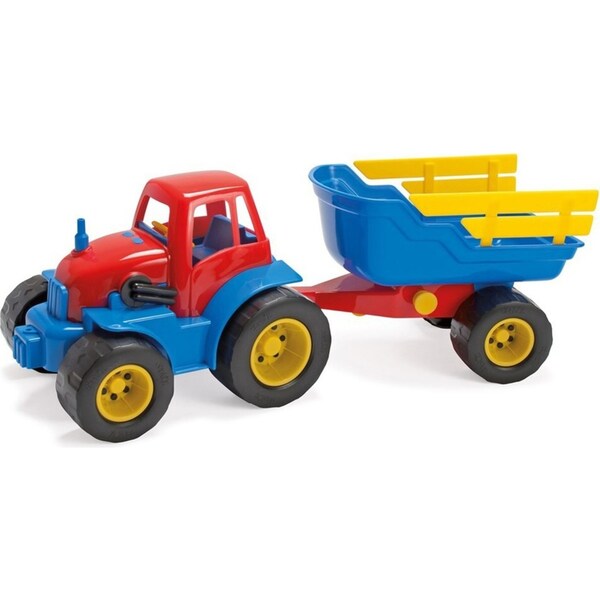 Dantoy Classic Tractor w/ Trailer Kids Outdoor Play 16.5cm Sandpit Toy 2y+