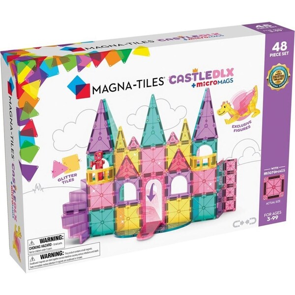 48pc Magna-Tiles Castle DLX + microMAGS Set Kids/Children Building Toy 3y+