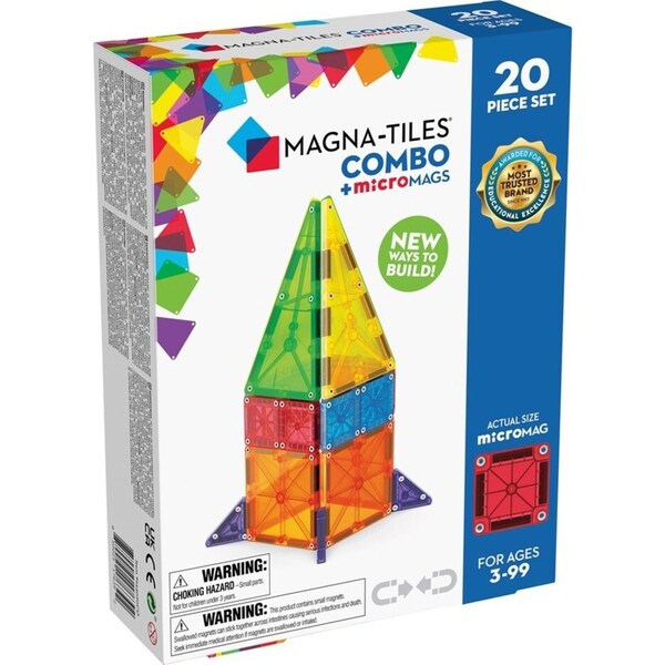 20pc Magna-Tiles Combo + microMAGS Set Kids/Child Magnetic Building Toy 3y+