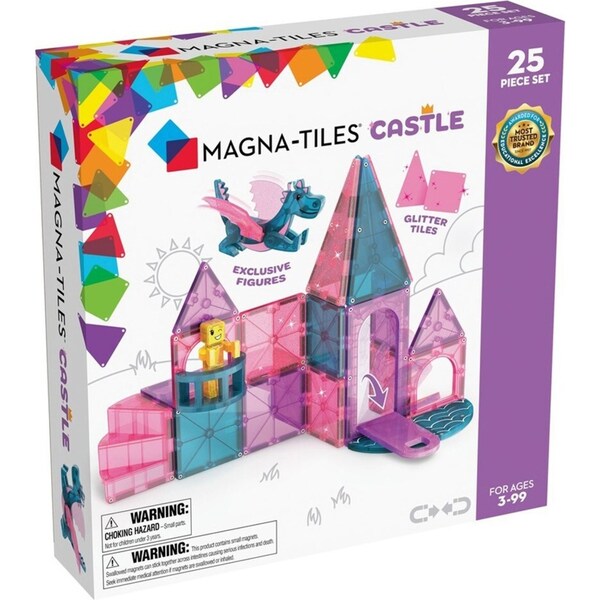 25pc Magna-Tiles Castle Set Kids Magnetic Glitter Tiles Building Toy 3y+