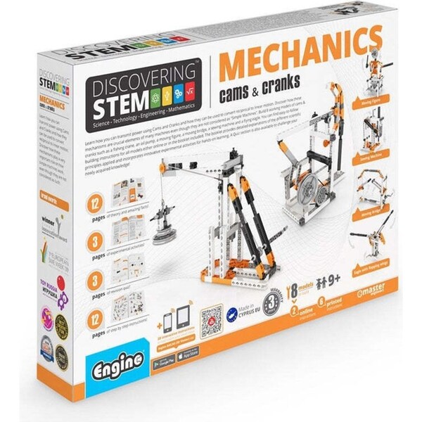 Engino Discovering STEM Cams & Cranks Kids/Children Building Toy Kit Set 9y+