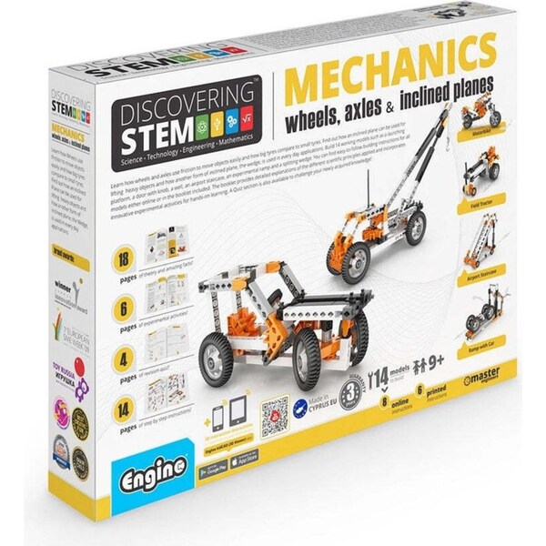 Engino Discovering STEM Wheels/Axles/Inclined Planes Building Toy Kit Set 9+