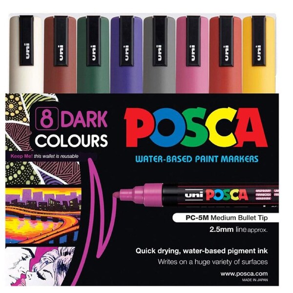 Uni PC5M Dark Colours Marker (Pack of 8)