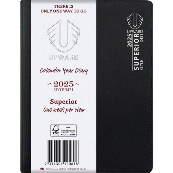 Upward Superior PVC Cover WTV 2025 Diary (Black)