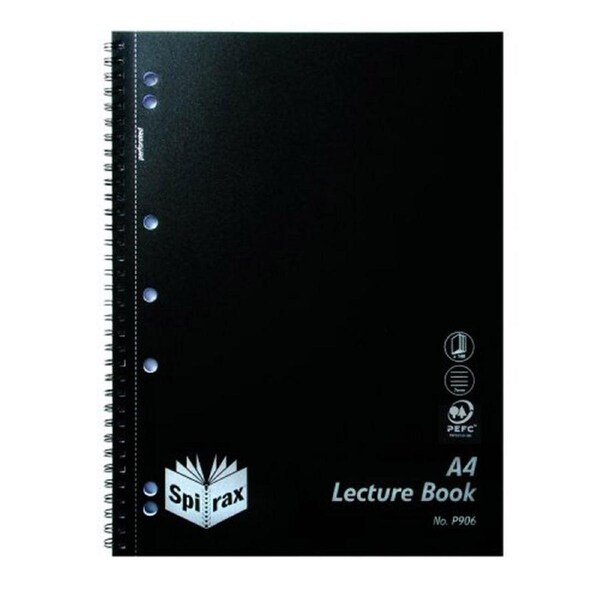 Spirax A4 140pg Lecture Book 10pk (Black)