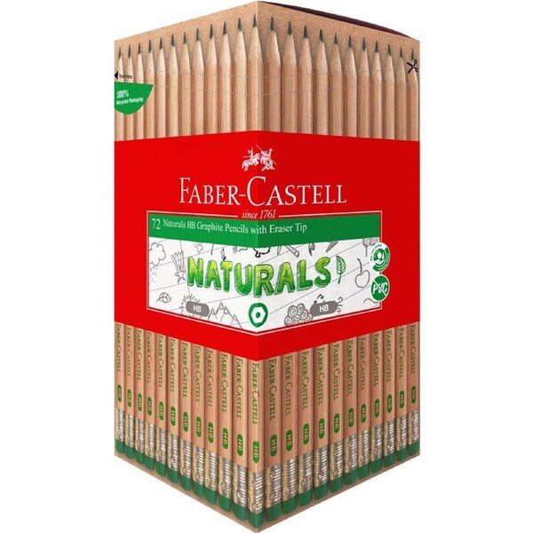 Faber-Castell Natural HB Graphite Pencil with Eraser 72pk