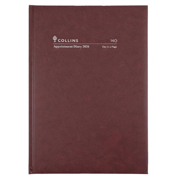 Collins Early Edition A4 Day to Page 2026 Diary (Burgundy)