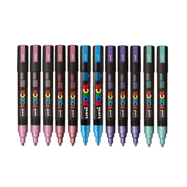 Uni Posca Bullet Tip Marker 12pcs (Metallic)