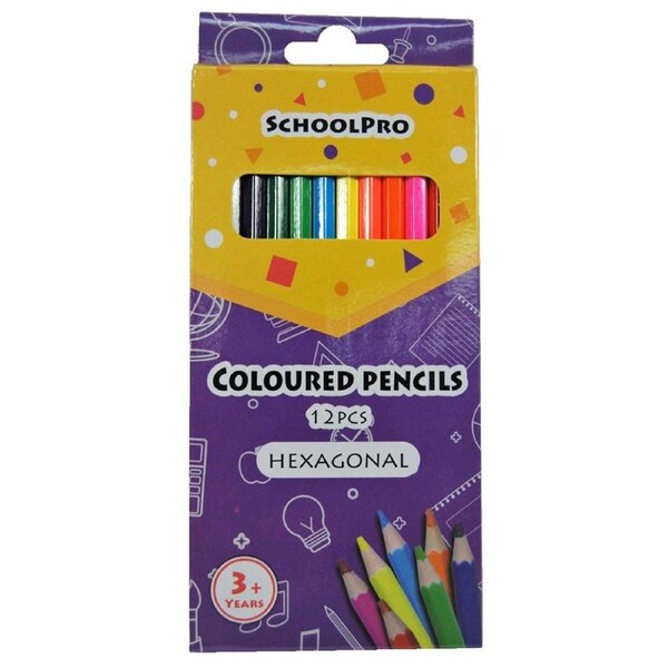 Schoolpro Hexagon Colour Pencil (Pack of 12)