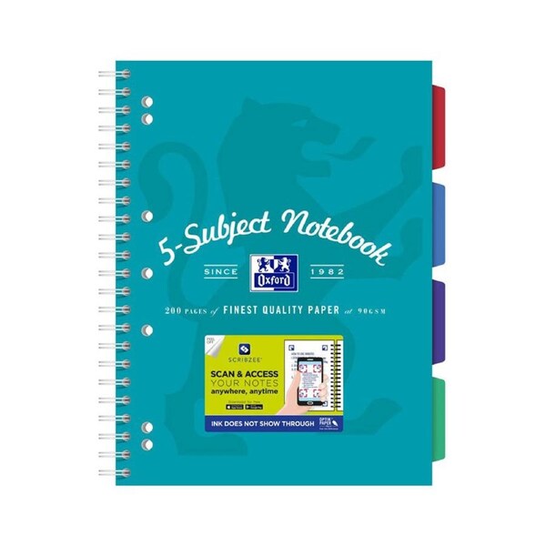 Oxford Scribzee Compatible Subject Book A4 (Aqua)
