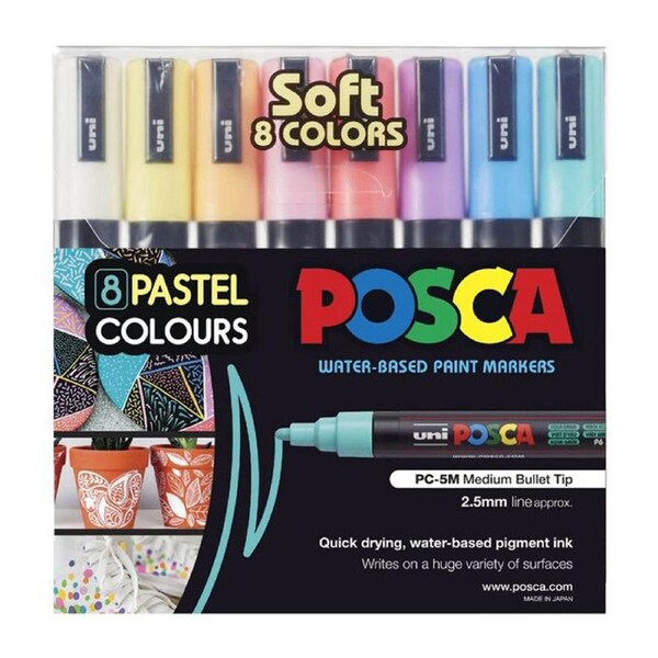 Uni Posca PC5M Bullet Tip Pastel Marker 2.5mm (Pack of 8)