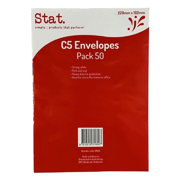 Stat Peel and Seal C5 Envelope 50pcs (White)