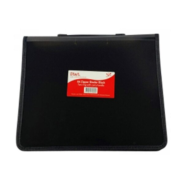 Stat A4 Binder 2-Ring with Zipper & Handle (Black)