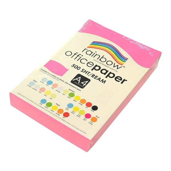 Rainbow A4 Copy Paper 75gsm 1-Ream (Fluoro Pink)