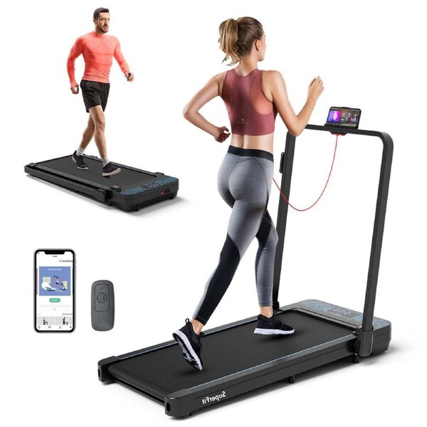 Costway 2-in-1 140 kg Capacity Under Desk Walking Pad Remote/APP Control Treadmill w/LED Display