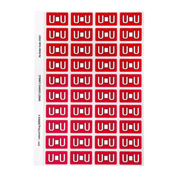 Avery Red U Side Tab Colour Coding Label 240pcs (45x25mm)