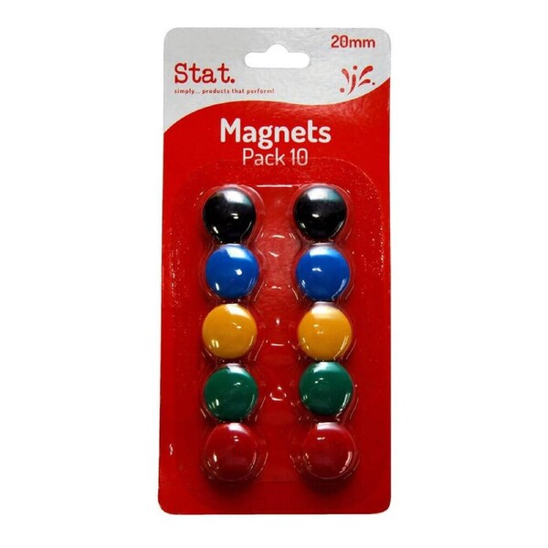 Stat Button Magnets 10pk 20mm (Assorted Colours)
