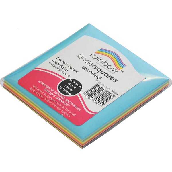 Rainbow Matt Kinder Squares Craft Paper 127mm (120pk)