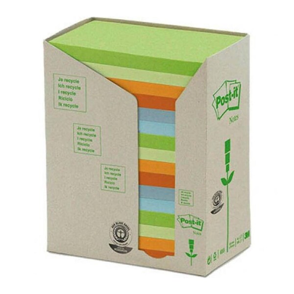 Post-it Recycled Notes 76x127mm Pastel Colours (16 pads)