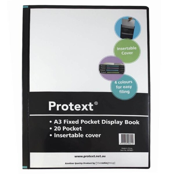 Protext Insert Cover Display Book 20 pocket A3 (Black)