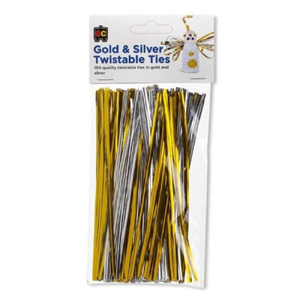 EC Twistable Ties 150pk 15cm (Gold & Silver)