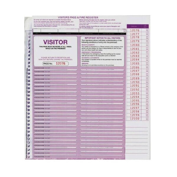 Zions Corporate Security and Fire Visitor Pass (250 slips)