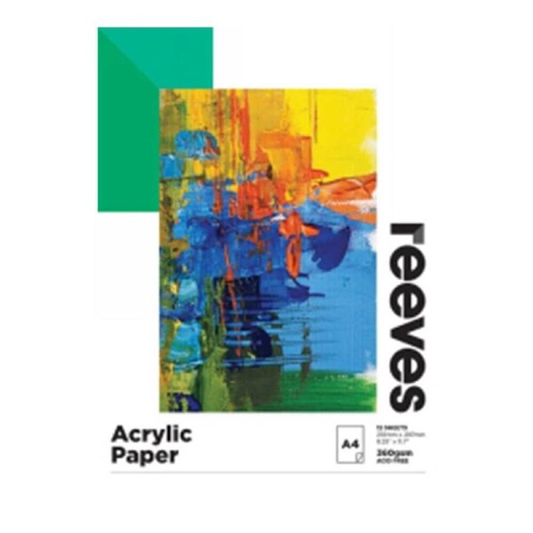 Reeves Acrylic Paper Pad 360gsm A4 (12 sheets)