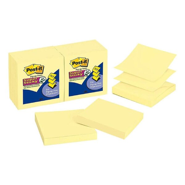 Post-it Super Sticky Pop-up Notes 76mm Canary Yellow (12pk)